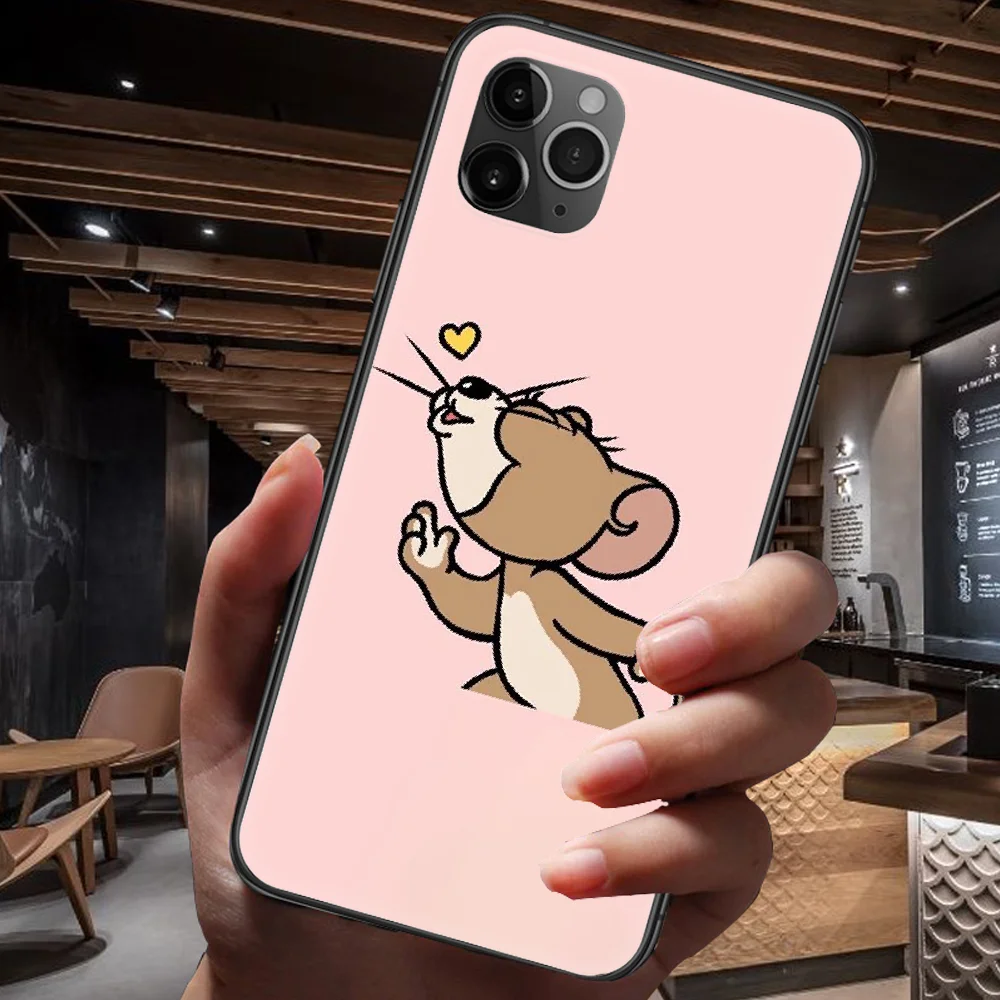

Cat Toms and Cartoon Jerry Phone Case For Iphone 4 4s 5 5S SE 5C 6 6S 7 8 Plus X XS XR 11 12 Mini Pro Max 2020 black Shell Soft