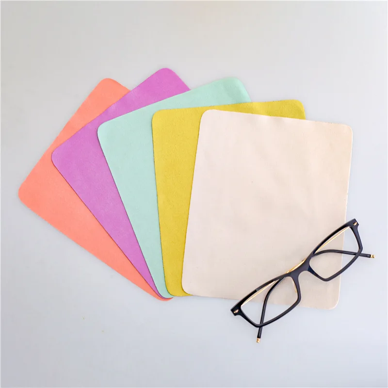 5pcslots high quality chamois glasses cleaner double sided color 1417cm glasses cleaning cloth for lens phone cleaning wipe free global shipping