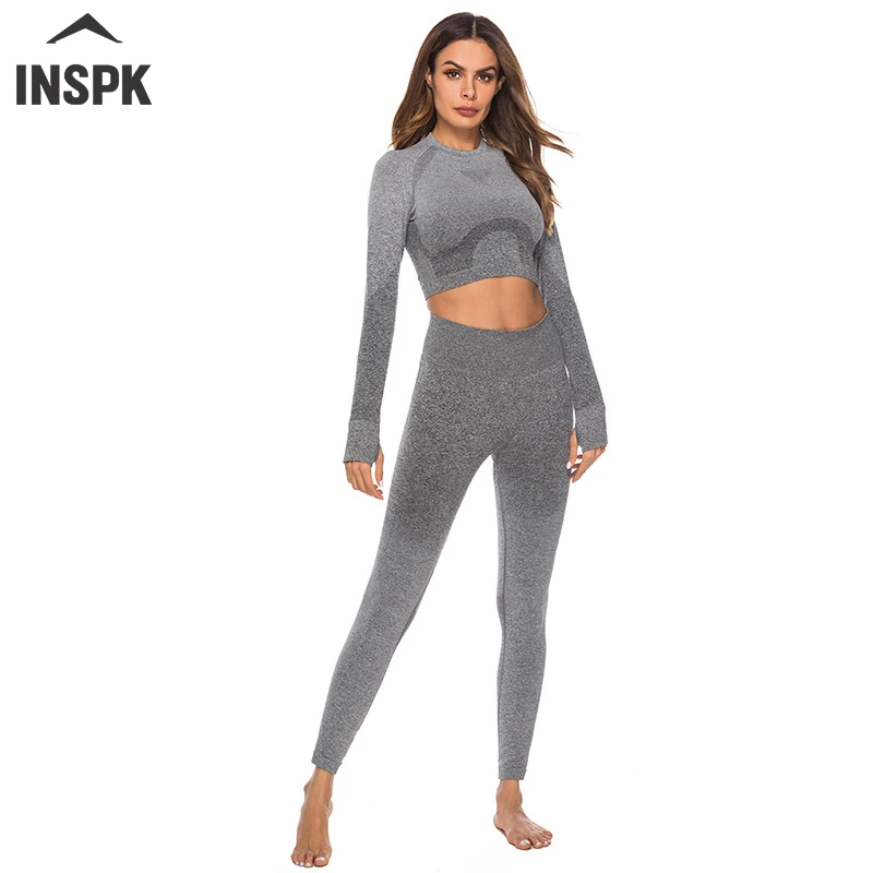 Комплект для йоги Hip Raise бесшовный костюм с длинными рукавами леггинсы фитнеса +