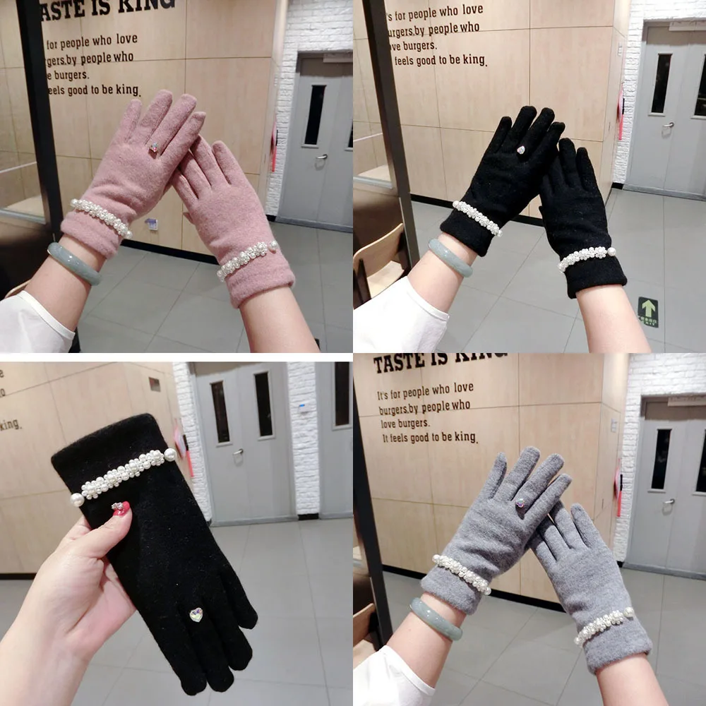 SP & CITY высокое качество жемчужные кашемировые зимние перчатки для женщин