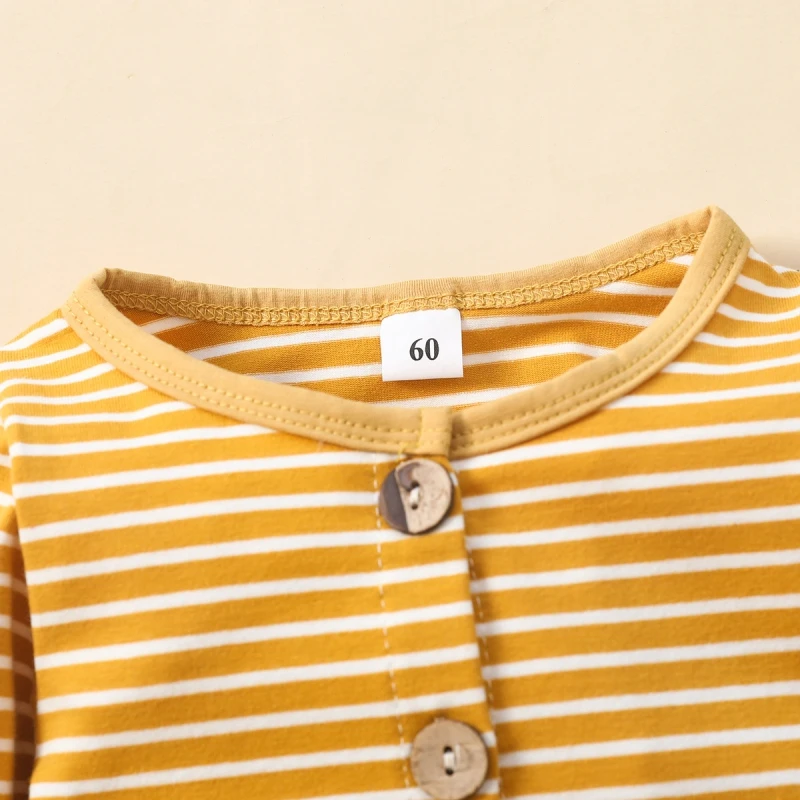 

Hot Style Children's Clothing Girl Simple Striped Long-sleeved Round Neck Simple Romper One-piece Romper