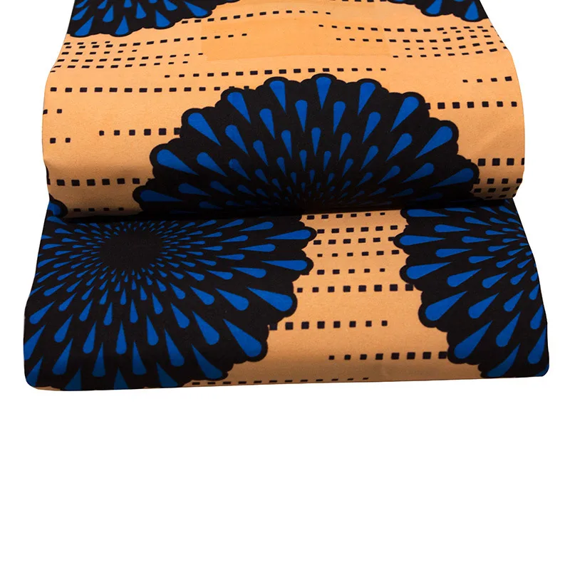 New Arrivals Fashion Design African Real Wax Blue &amp Black Flowers Printed Fabric 6Yards | Аксессуары для одежды