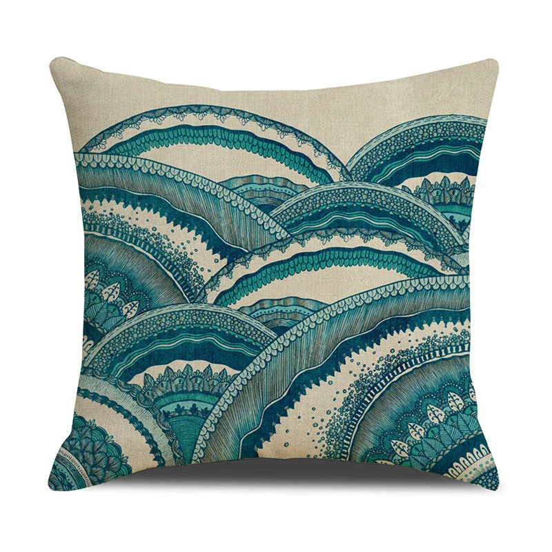 Green Printed Pillow Case Cover Square Polyester Pillowcase 45*45cm Decorative Throw For Home Decoration | Дом и сад