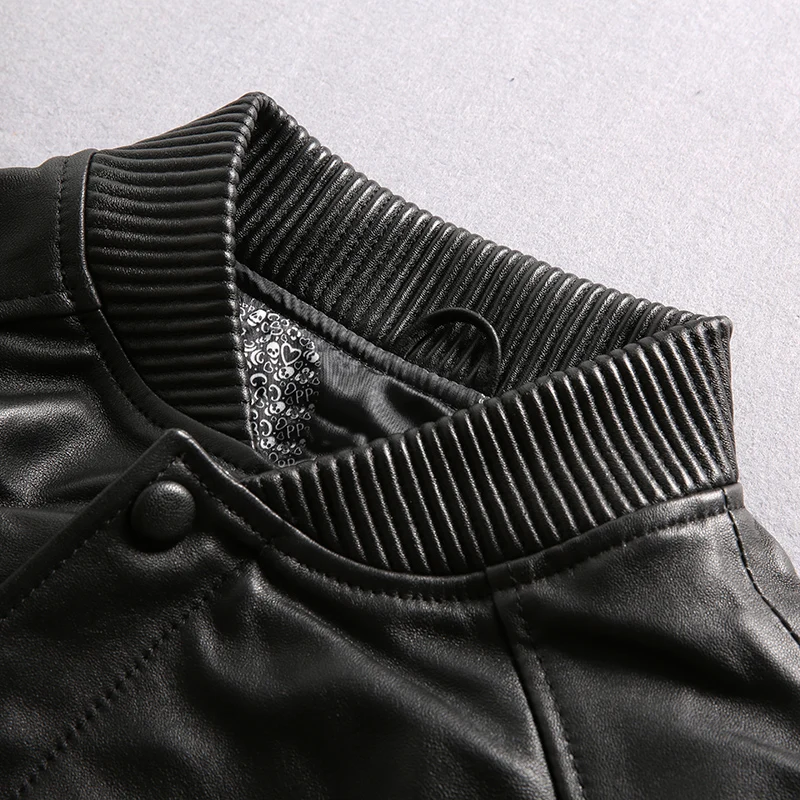 

Brand New Men's Sheepskin Vintage Soft Genuine Leather Coats for Male Motorcycle Biker Large Size Black Jacket