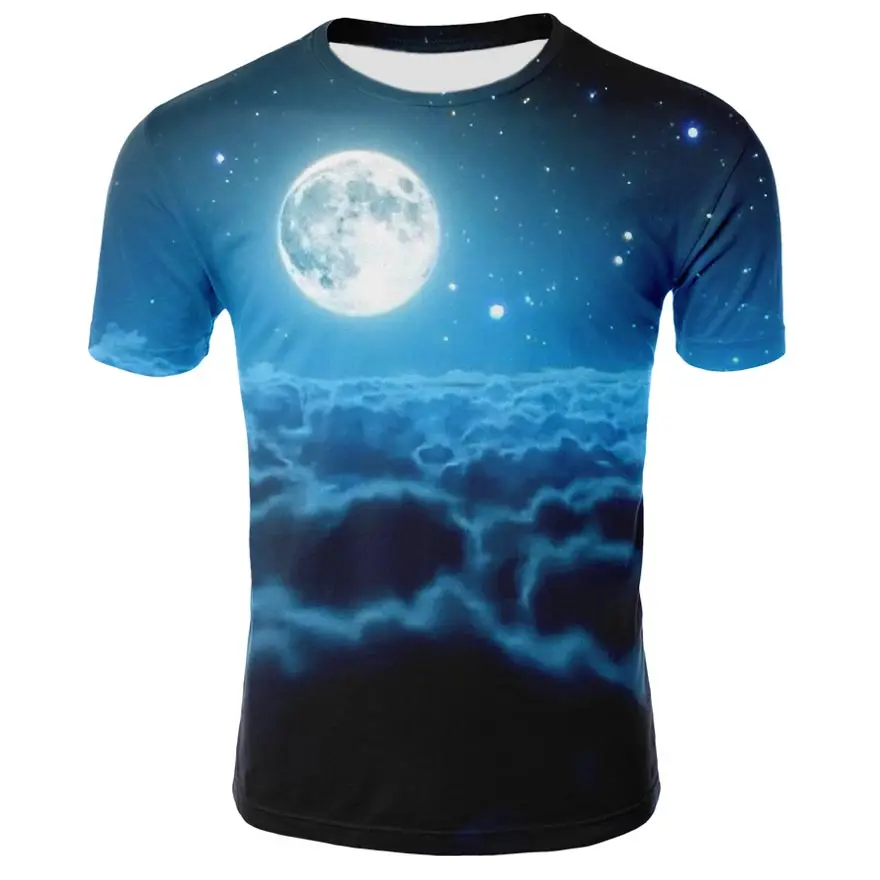 

2021 new starry sky men's and women's children's T-shirt tops fashion 3D printing short-sleeved round neck casual
