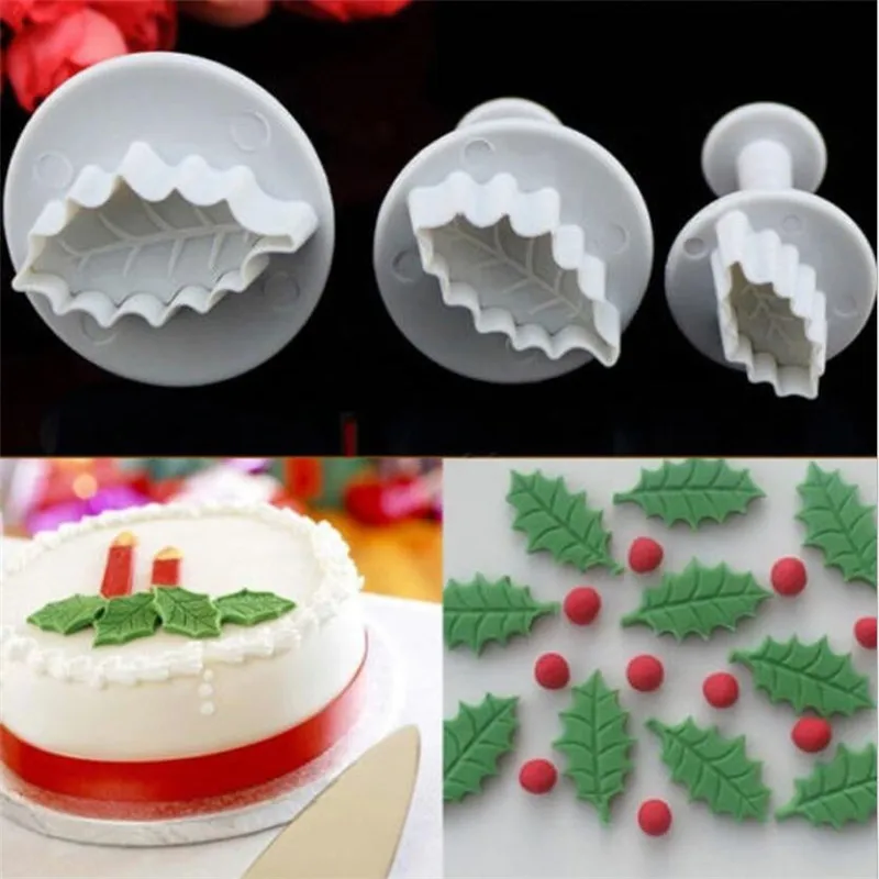 3Pcs/Set Cute 3D Baking Biscuit Mold DIY Leaf Shape Embossing Cookie Cutter Fondant Leaf Mold Baking tools