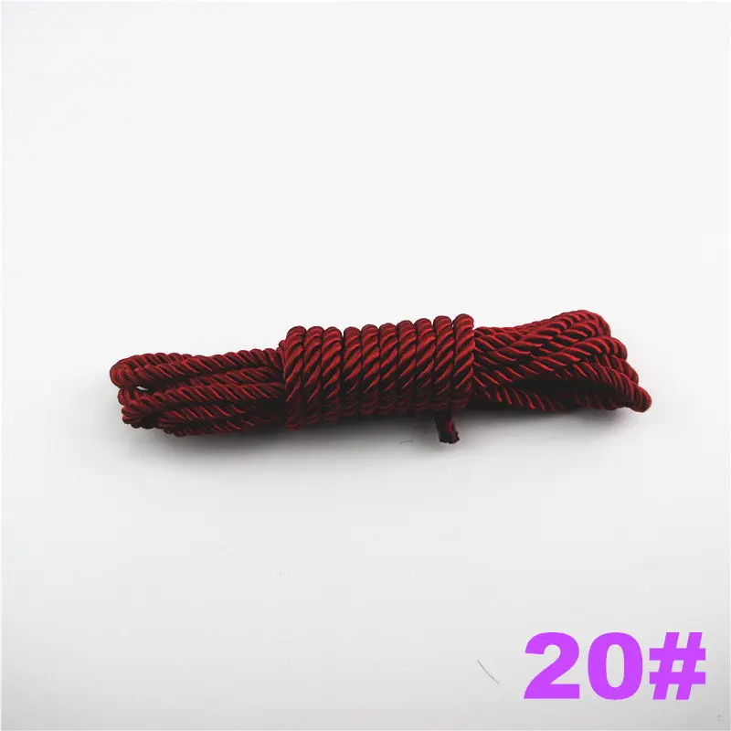 DIY Cord Jewelry findings 5 мм сплошной цвет 3 плетеный шнур нить декоративная скрученная атласная полиэфирная нить 10 м/шт. DS220 - Цвет: 20