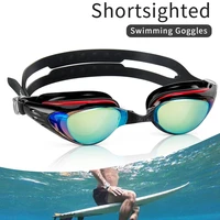 readystockshortsighted myopia swim goggles mirror uv protection diving anti fog nearsighted men women swimming goggles for adult