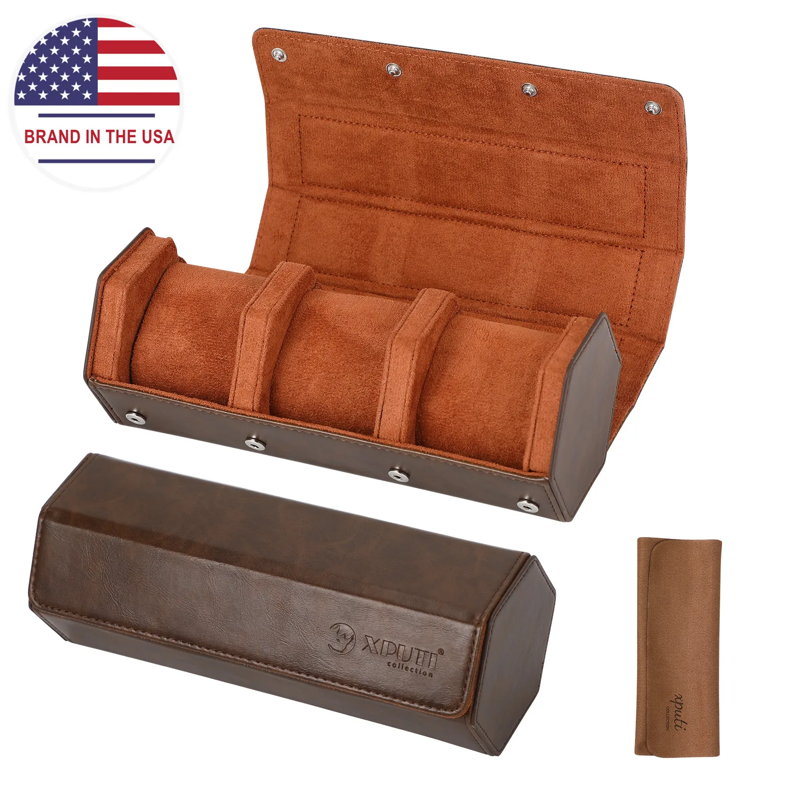 Exclusive 3-slots Watch Travel Case Watch Roll Box Organizer Luxury Handmade  Holder For Men Watches Storage Jewelry Gift  Box