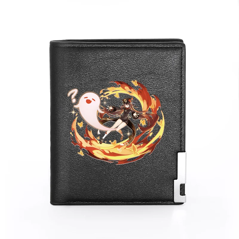 

Кожаный кошелек Genshin Impact с аниме Ху Тао для мужчин и женщин, тонкий кошелек для кредитных карт/удостоверений личности, сумочка для денег, Кор...