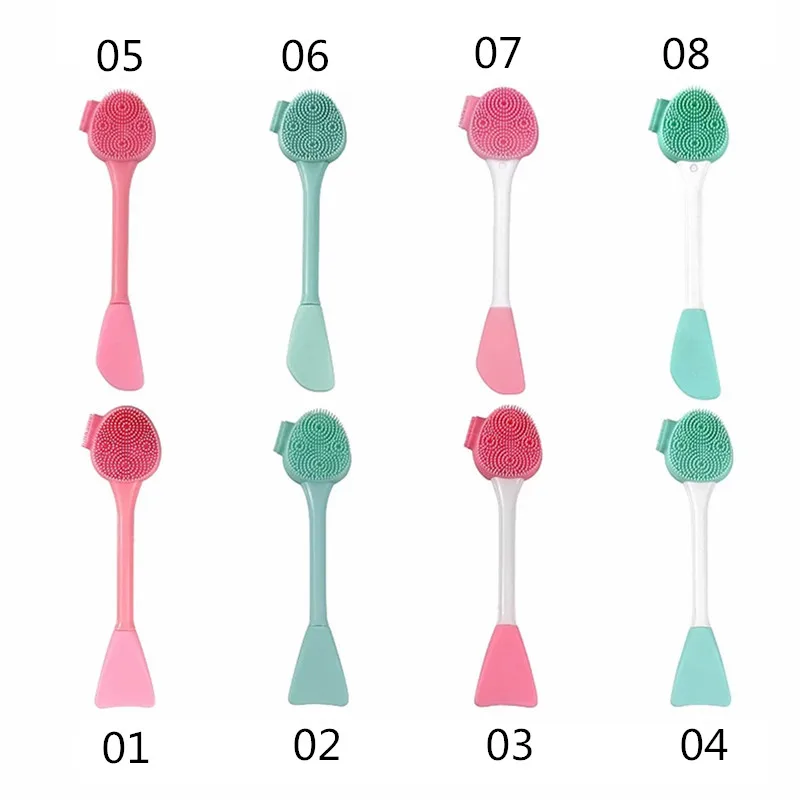 

Hot Sale Face Silicone Brush Skin Care Wash Exfoliating Nose Clean Blackhead Removal Brush Tool Head Double Head 8 Styles