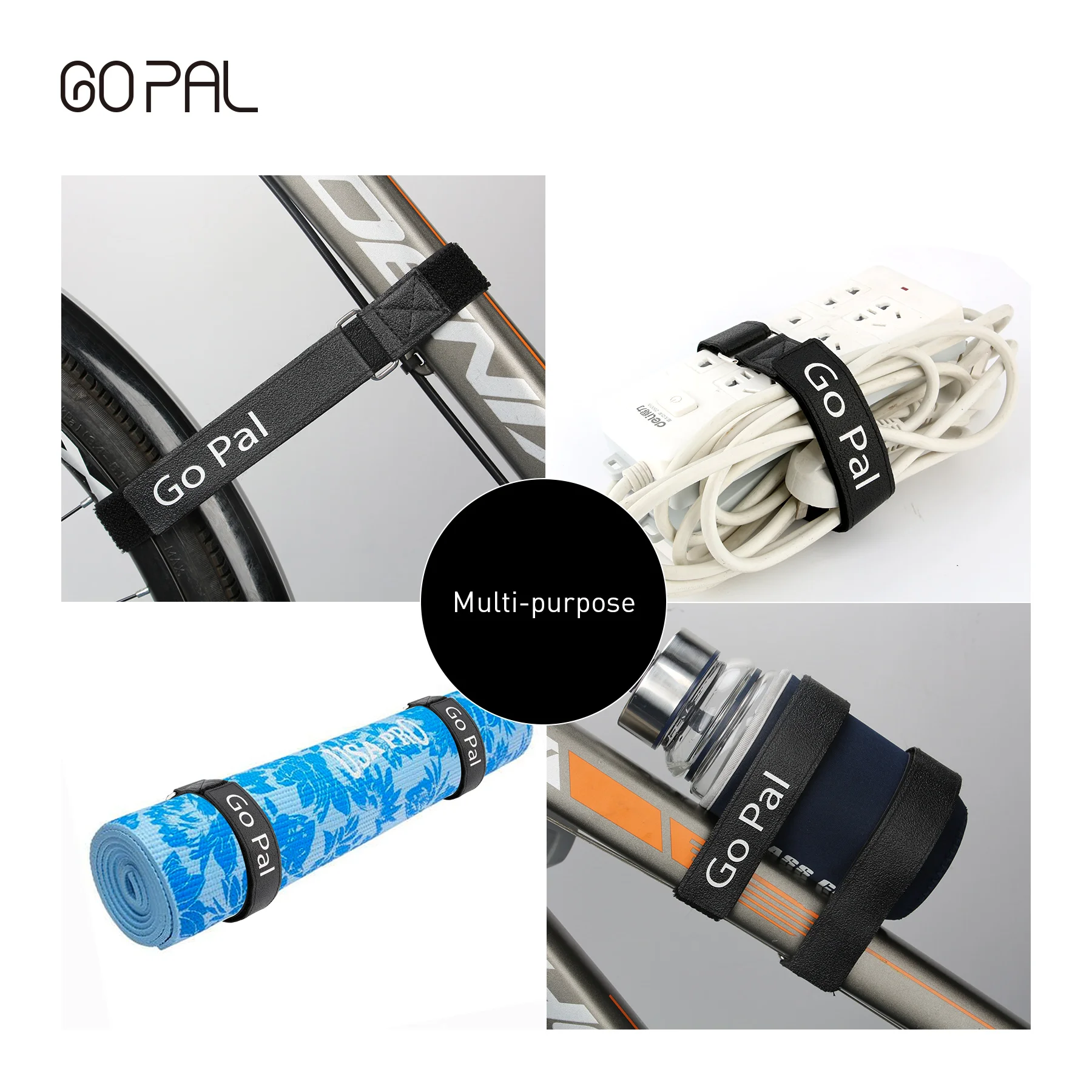 Go Pal 2 Pcs Adjustable Bike Rack Handlebar Strap Reusable Mountain Bicycle Wheel Stabilizer Straps Road Bike Accessories