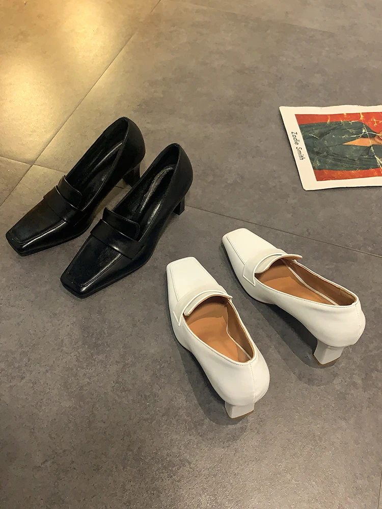 

Simple And Versatile Solid Color Ladies Single Shoes Spring And Autumn New Fashion Square Toe Daily Commuter High Heels