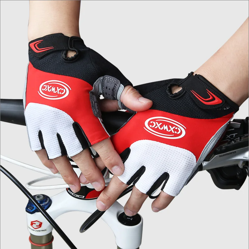 

CXWXC Bike Half Finger Gloves Shockproof Breathable Ergonomic MTB Road Bicycle Gloves Short Mitten Cycling Equipment