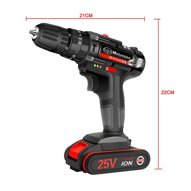 Аккумуляторная электрическая отвертка 25 в ручная дрель с литиевой батареей