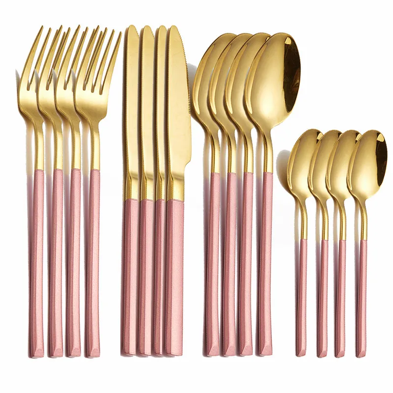 

Cutlery Set 16 Pieces Tableware Set Stainless Steel Dinnerware Luxury Rainbow Flatware Utensils Reusable Dinner Set Dropshipping