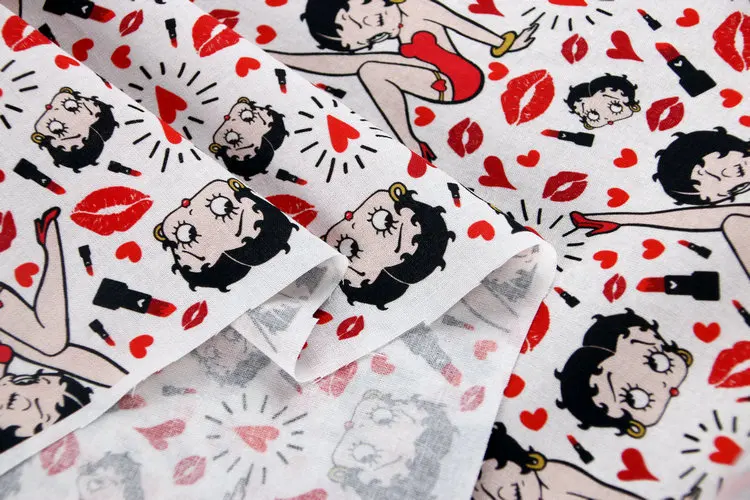 

Cartoon Sexy Lady Betty 100% Cotton Fabric for Kids Clothes Hometextile Backpacks Slipcover Cushion Cover DIY Material