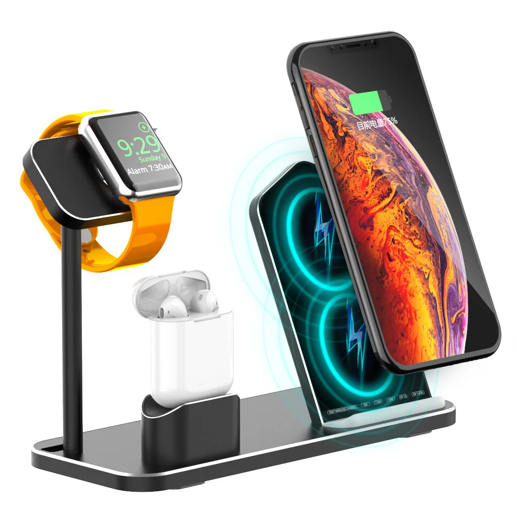 Ouhaobin 3 в 1 беспроводная зарядная подставка для Apple Watch станция Airpods Быстрое