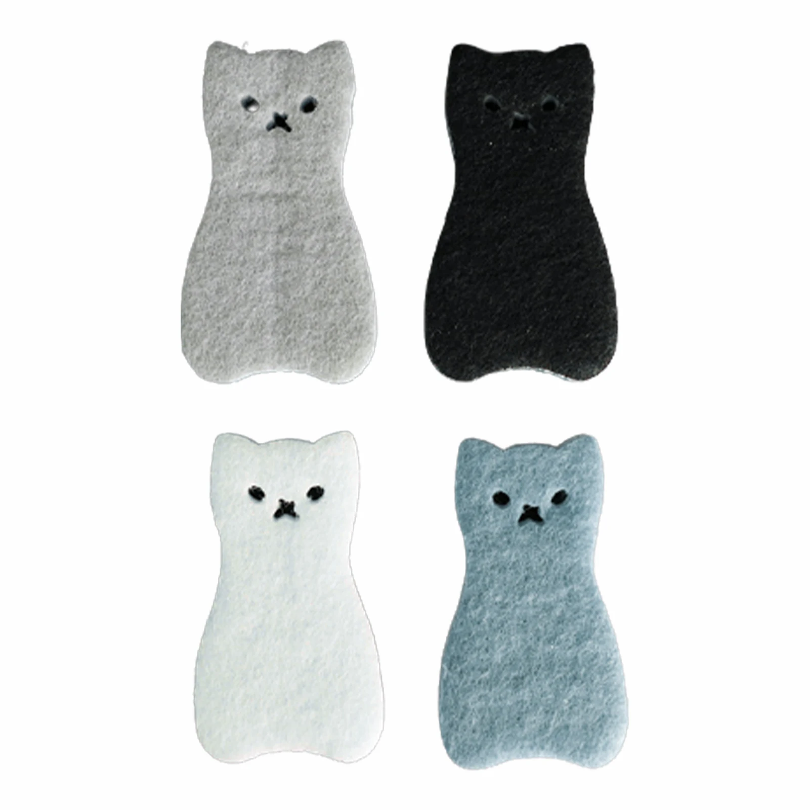 

4pcs Scouring Pads Home Water Absorping Bathroom Remove Oil Stains Non Scratch Dishwashing Sponge Cute Cleaning Tool Cat Shape