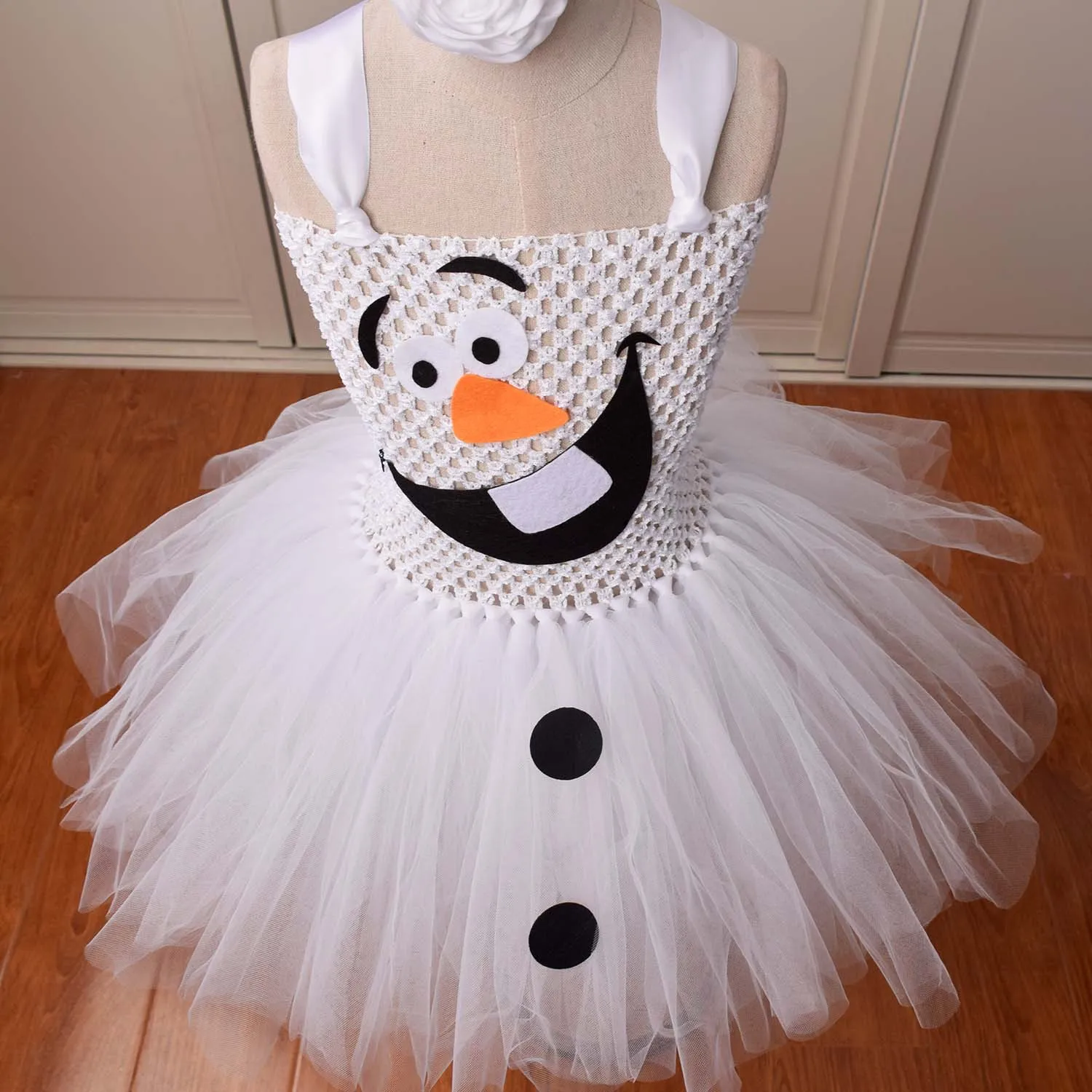 Snowman Olaf Children's Dress Cute Princess Ball Gown Fancy Snow Queen Elsa Christmas Birthday Party Costume For Girls Tutu | Детская
