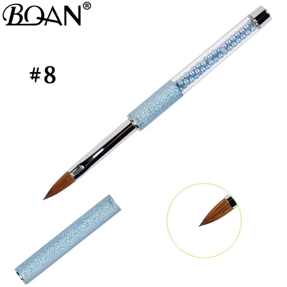 blue size 8 BQAN 1 шт.#8#10#12#14#16#18#20 колинский Соболь акрил#10 кисть для дизайна ногтей УФ-гель Кисть-ручка для резьбы жидкий порошок DIY Рисунок ногтей - Color: blue size 8