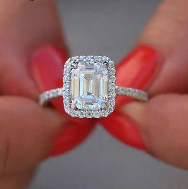 Женское кольцо обещания из серебра 925 пробы с фианитом