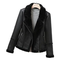 2022 new winter womens leather jacket fashion warm female pu leather coat motorbike zipper women coats outerwear n271