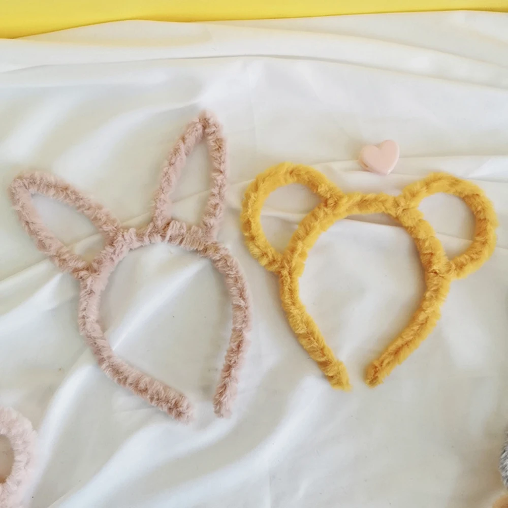 Милый Кот/повязка кроличьи уши искусственный мех головная повязка сплошной цвет