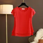 MOYISU летние женские шифоновые блузки размера плюс 6XL 2022 Новые однотонные рубашки с коротким рукавом Топы Большие красные блузки
