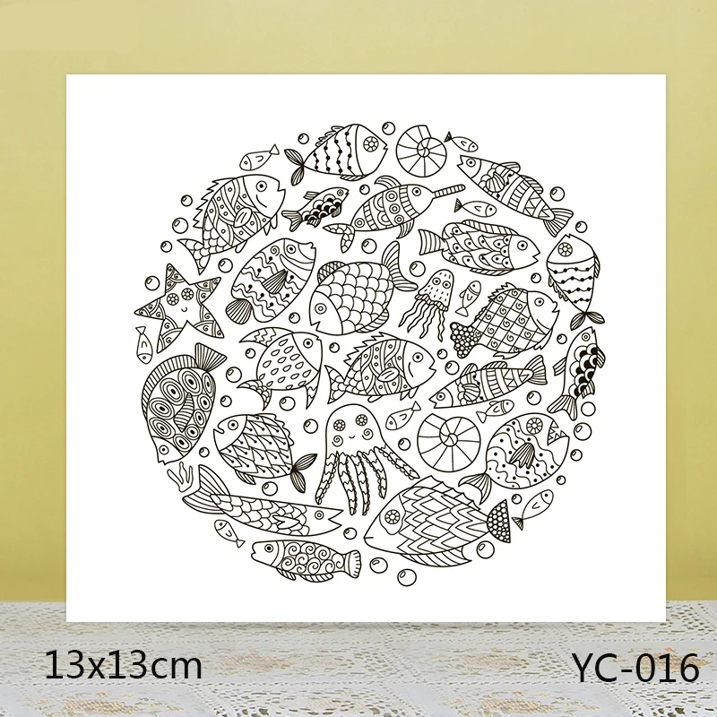 

ZhuoAng Marine Fish Octopus Background Clear Stamps For DIY Scrapbooking/Card Making/Album Decorative Silicon Stamp Crafts