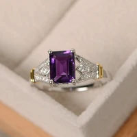 luxury ring size 6 10 ladies blue green purple white square crystal cut rings elegant women wedding rings
