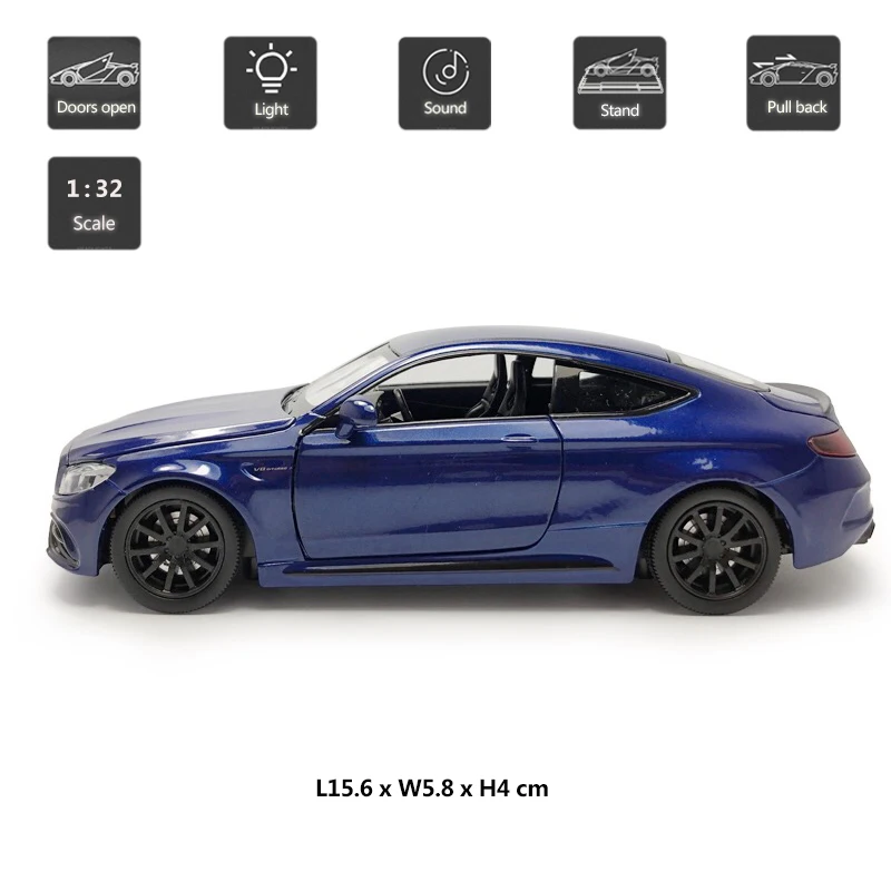 Модель автомобиля HOMMAT 1:32 масштаб Mercedes C63S AMG купе сплав металл литье под давлением