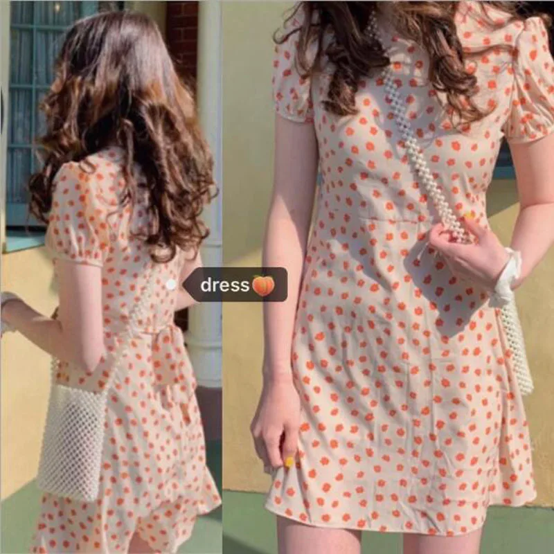 

Polka Dot Print Dresses for Women Sweet Lovely Style Short Sleeve A-Line Woman Dress Short Mini Girls Dress