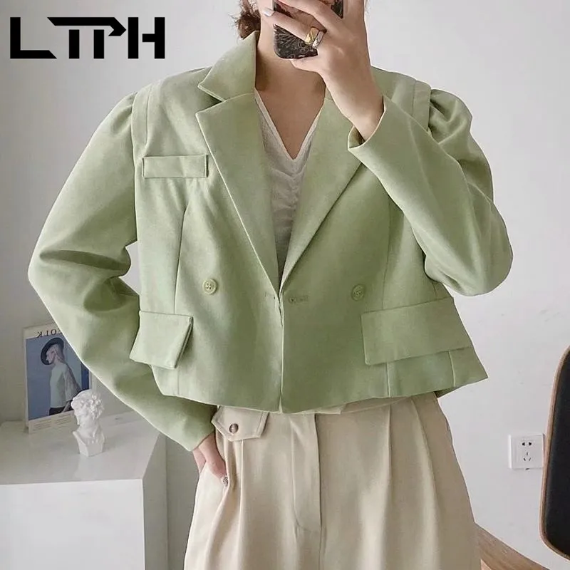 

LTPH vintage England style Fashion Short Solid color women blazer coat Business Casual all-match Jackets 2021 Spring Autumn New