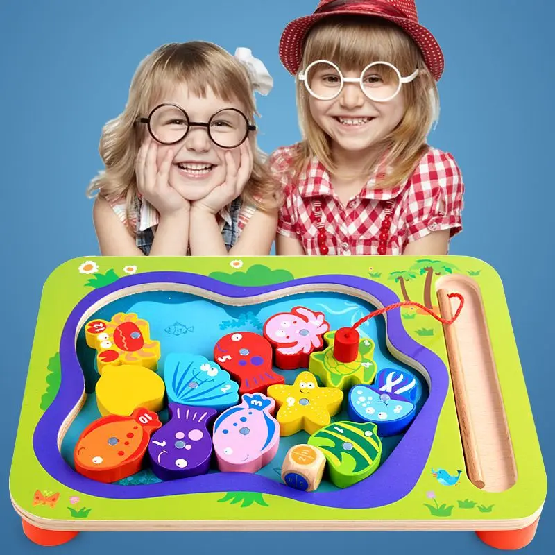 

Preschool Wooden Montessori Toys Magnetic Fishing Game Puzzle Early Education Teaching Aids Children Toys Boys And Girls Gifts