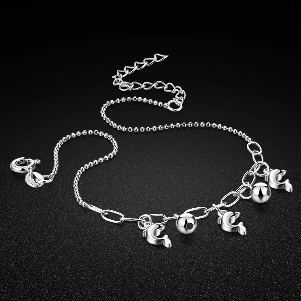 Женский браслет на ногу из серебра 100% пробы с дельфином | Украшения и аксессуары