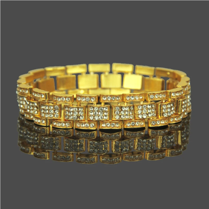

European and American fashion personality retro men hip-hop gold-plated bracelet