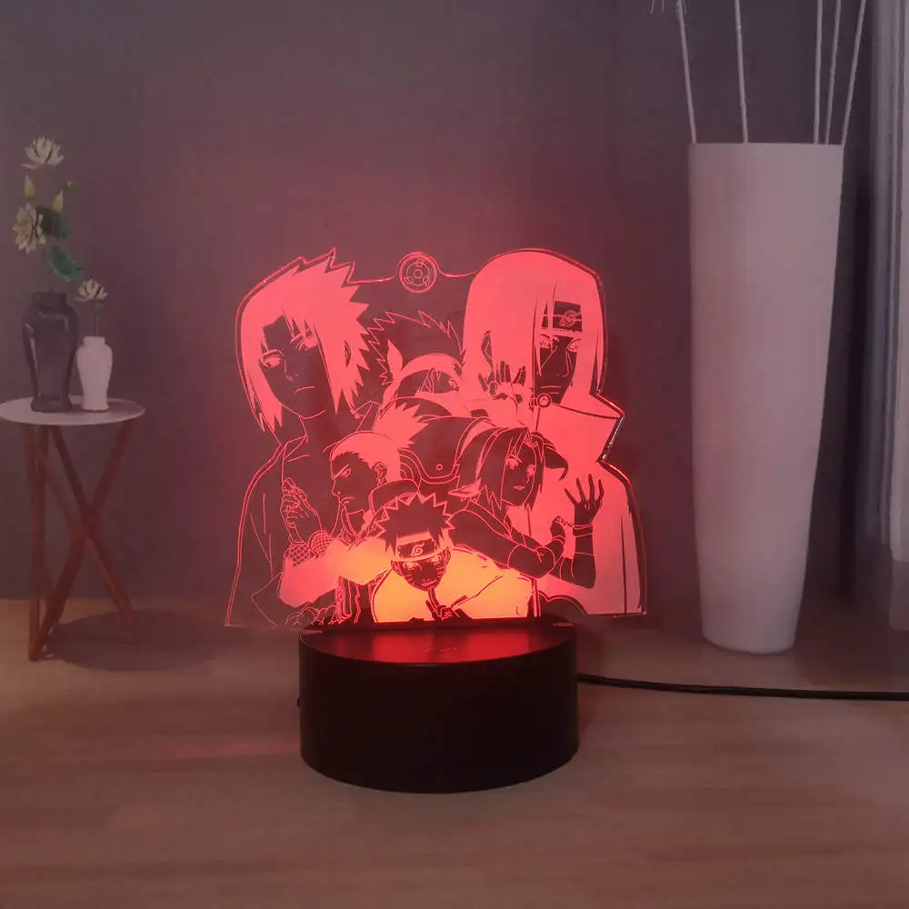 Лампа Наруто команда Светодиодная настольная лампа Kakashi Sasuke светодиодная