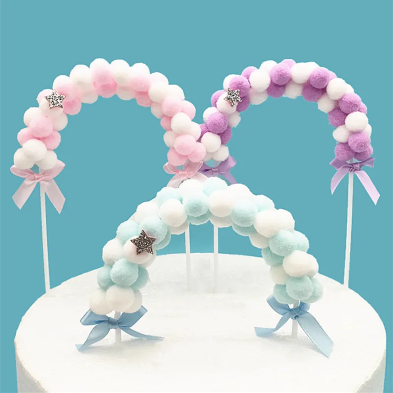 1 шт. милый розовый синий мягкий помпон облако торт Топпер Свадьба Ребенок душ