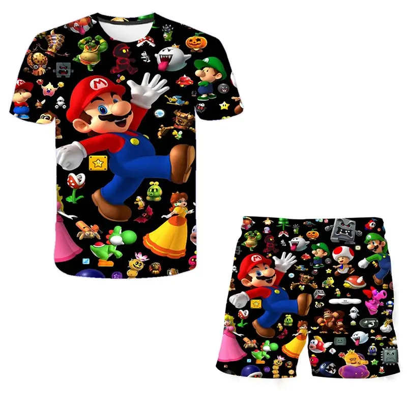 

Super Mario bro Tshirt Kids 3D Print T shirt and Short 2pcs Set Girls Boys T shirt Teens Summer Tops Tee Children's Clothes Set