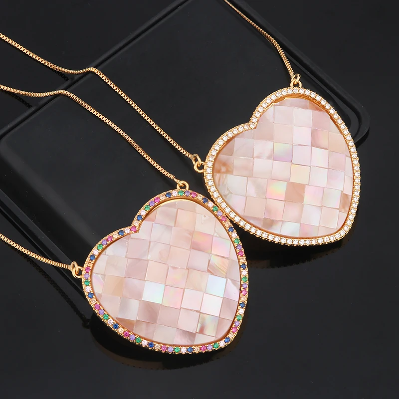 2019 Горячая 3 цвета сердце подвеска из морской раковины ожерелье многоцветный AAA