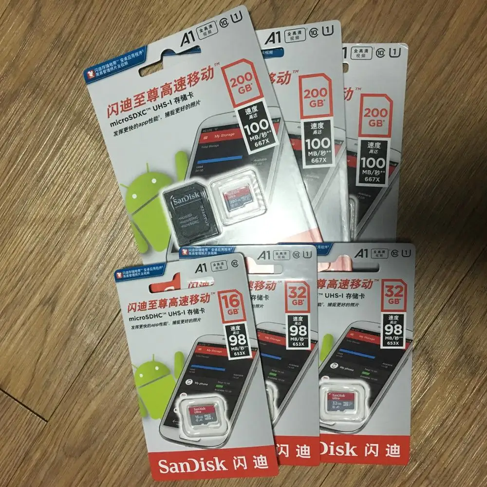 Карта памяти SanDisk Ultra Micro SD 400 Гб 256 ГБ 200 ГБ 128 Гб 64 ГБ 32 ГБ 16 ГБ макс. 100 м/с A1 MicroSD SDHC UHS-I C10 TF