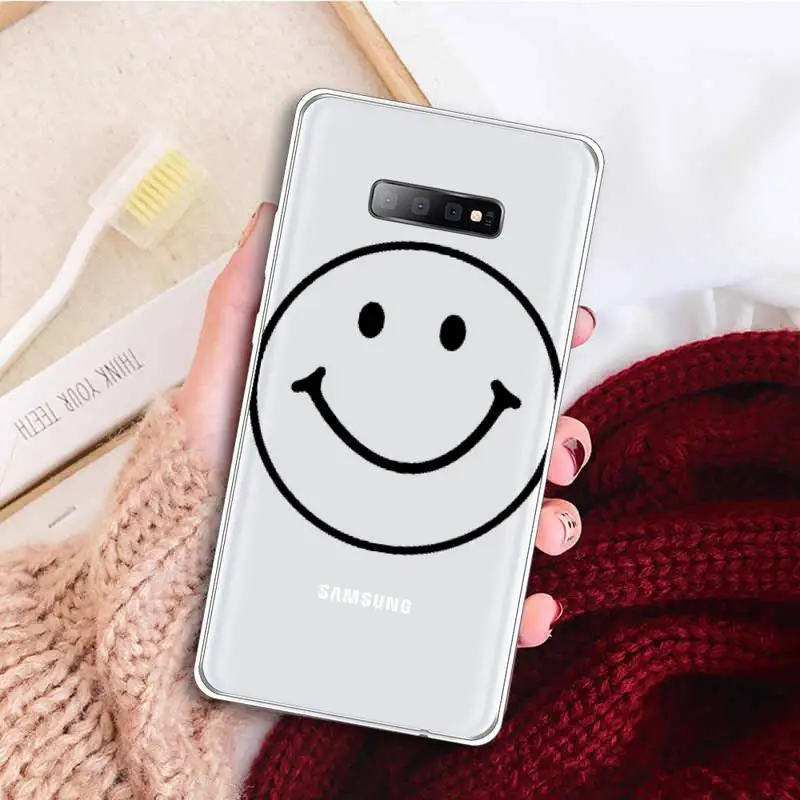 

Cartoon cute funny smiley expression Phone Case Transparent For Samsung Galaxy A 71 21s S note 8 9 10 plus 20 ultra