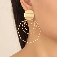 2021 new metal geometric personality hollow circle big earrings for women fashion sweet cool pendant drop earrings jewelry gift