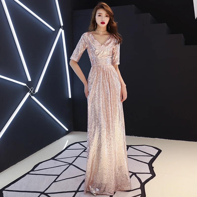 

Fashion Sequins lace dress skirt female party evening dress in stock