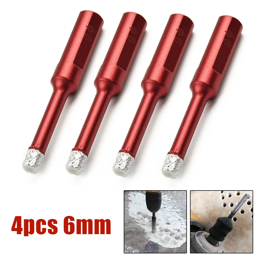 

4PCS Drill Bits 6mm Bit Ceramic Diamond Drill Dry For Hand Drill Granite