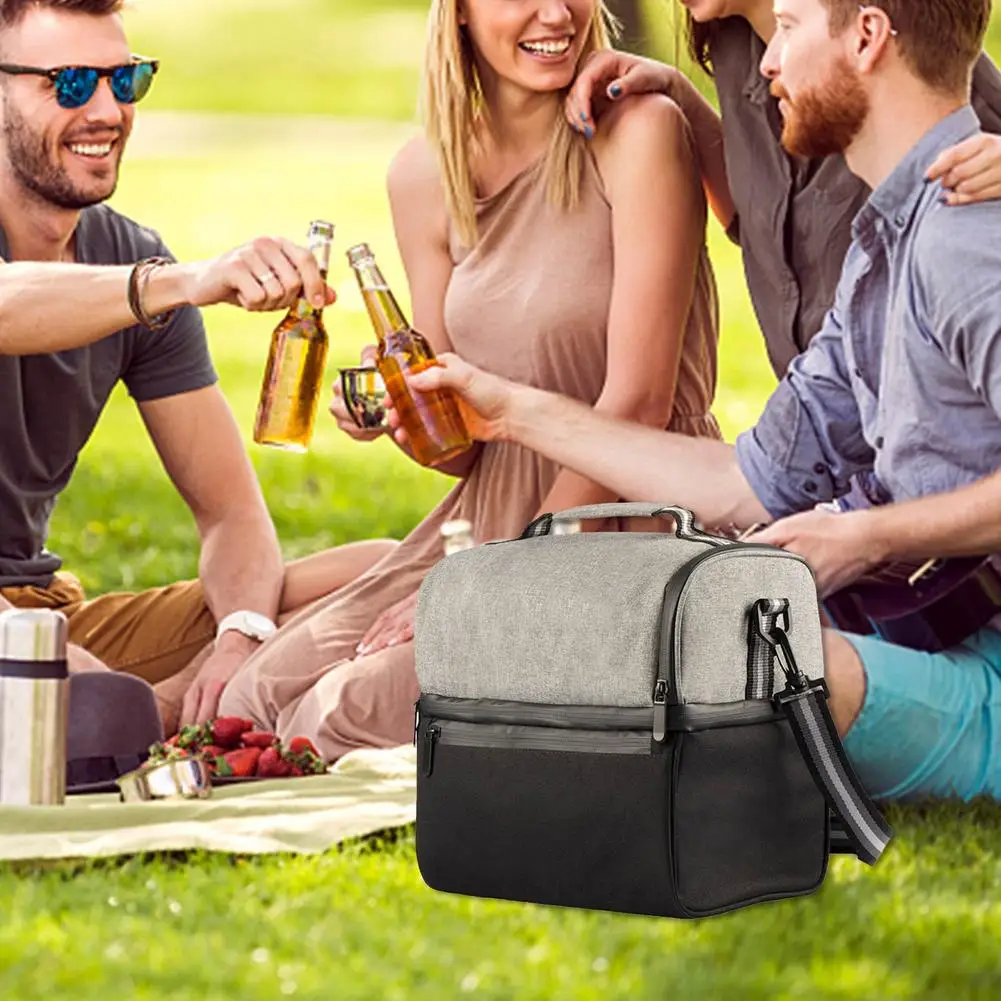 

Portable Thermal Cooler Bag Picnic Food Beverage Drink Fresh Keeping Organizer Insulated Lunch Box Zipper Tote Accessories Case