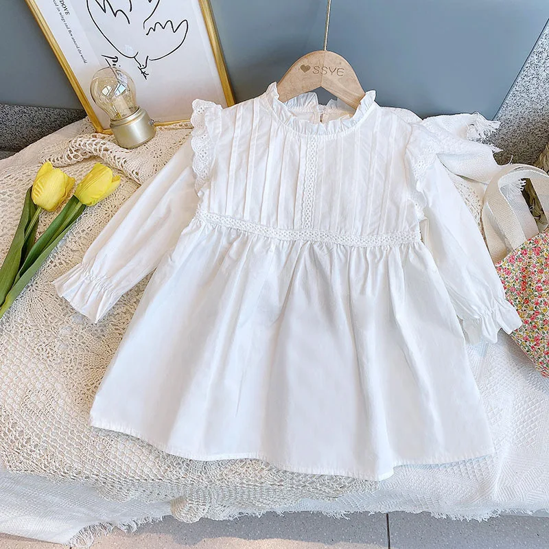 

Spring Fall Fashion Kids Party Dress For Girl Long Sleeve Solid Girl Princess Dresses Little Girl Vestidos Lovely Kids Costume