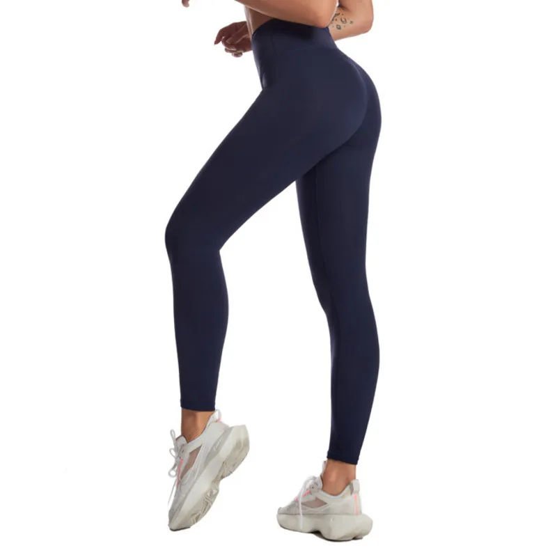 

WOMENGAGA European High Waist Skinny Elasticity Quick Dry Booty Lifting Solid Color Sports Ankle Length Leggings Women XZKW