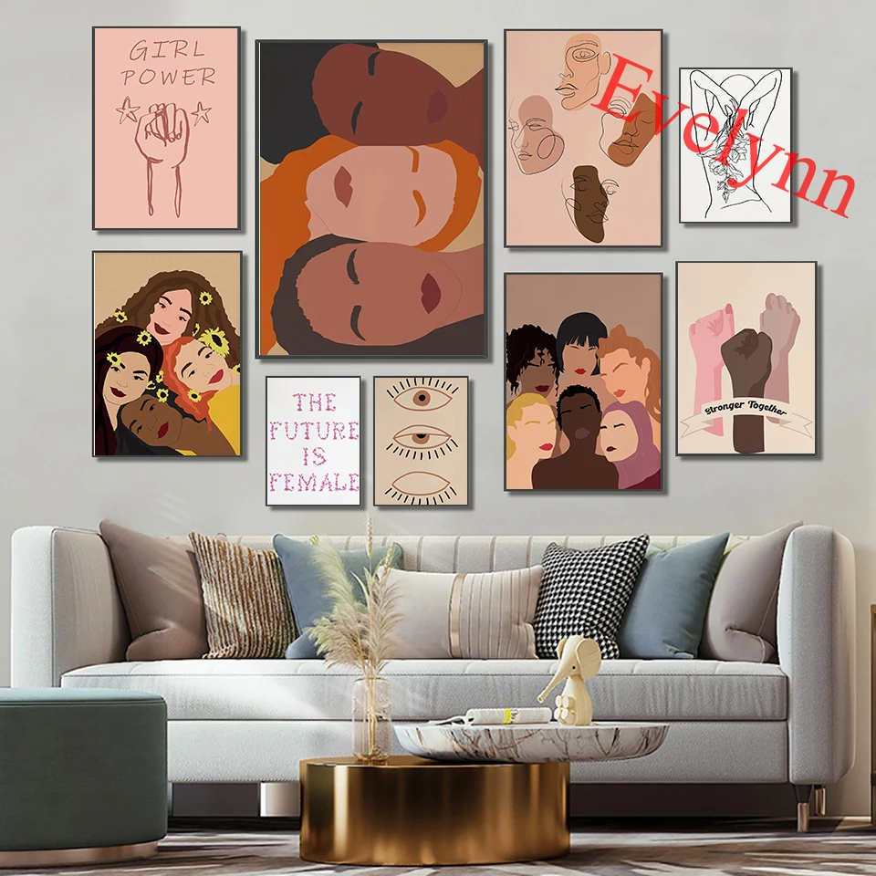 

Feminist Poster, Girl Power Bundle Wall Art Print,Empowered Women,Quotes,Equality,Fashion Modern Nordic Living Room Decor Canvas